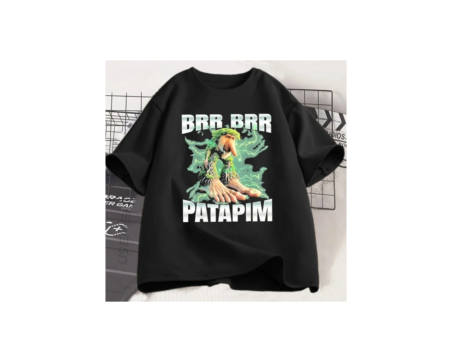 Siyah BrrBrr Patapin İtalyan Beyinrot T Trendy Harajuku Tee Gömle