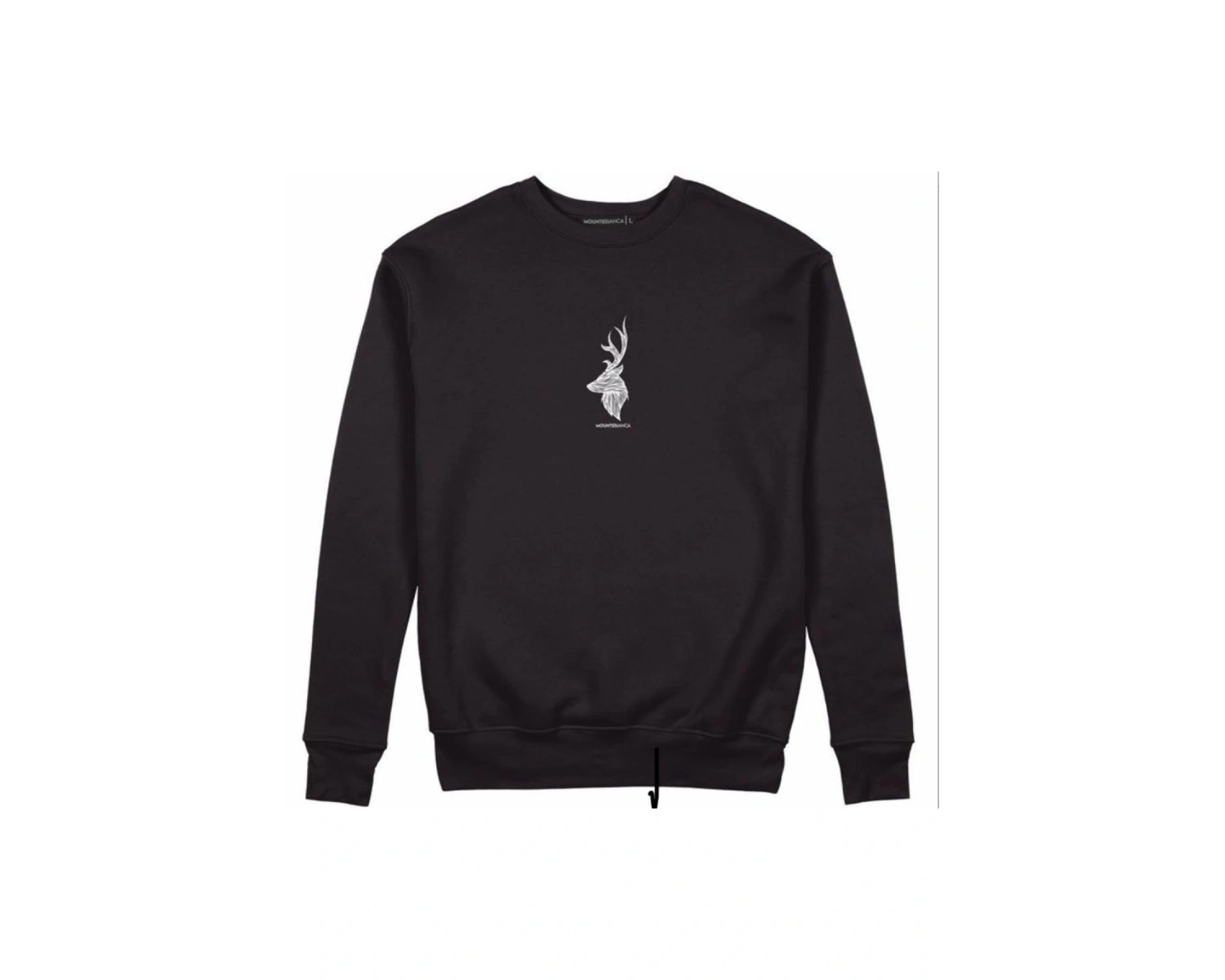 Siyah Geyik Baskılı 0 Yaka Pamuklu Unisex Sweatshirt