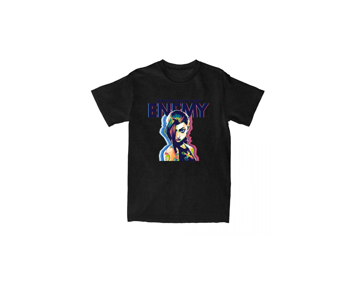 Siyah Jinx Arcane Monkey Unisex Streetwear Grunge Aesthetic Short Sleeve Cotton T