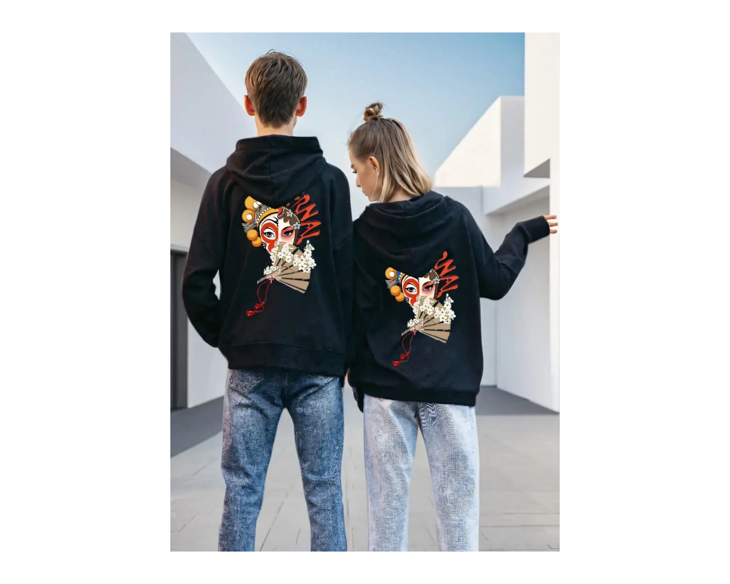 Siyah Kapşonlu Sweatshirt Çift Sevgili Kombinleri Couple Clothing