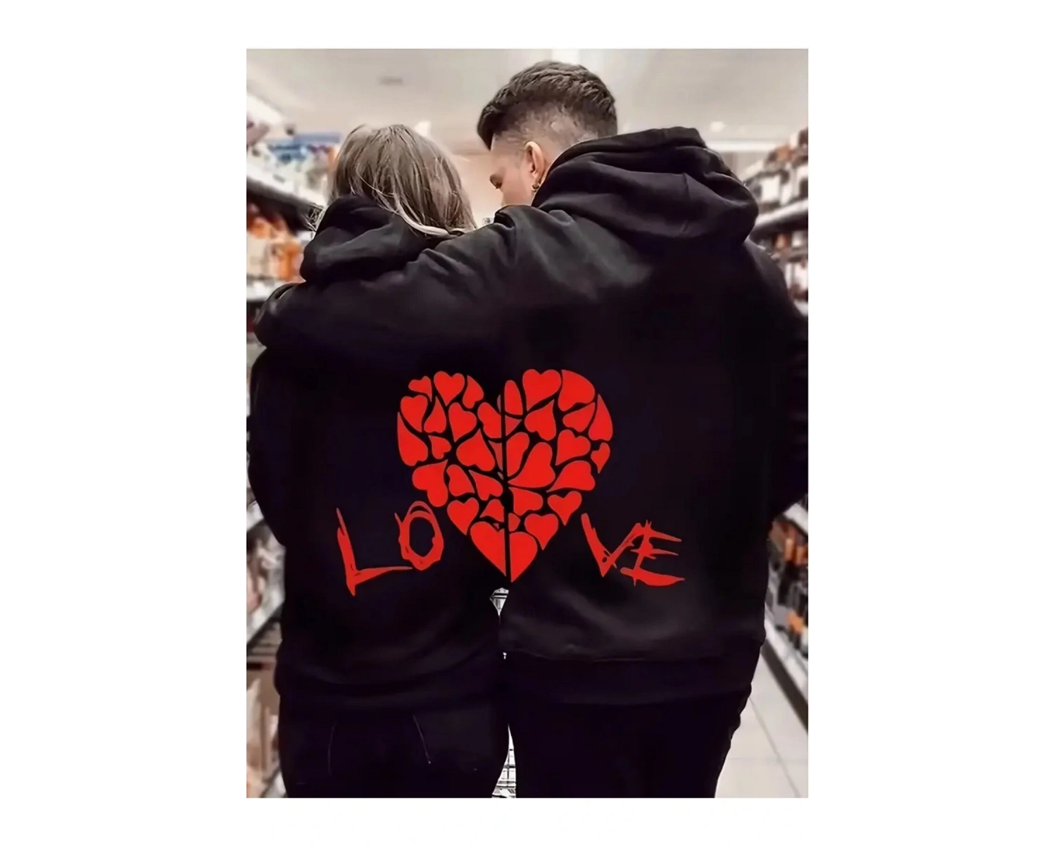 Siyah Kapşonlu Sweatshirt Çift Sevgili Kombinleri Couple Clothing