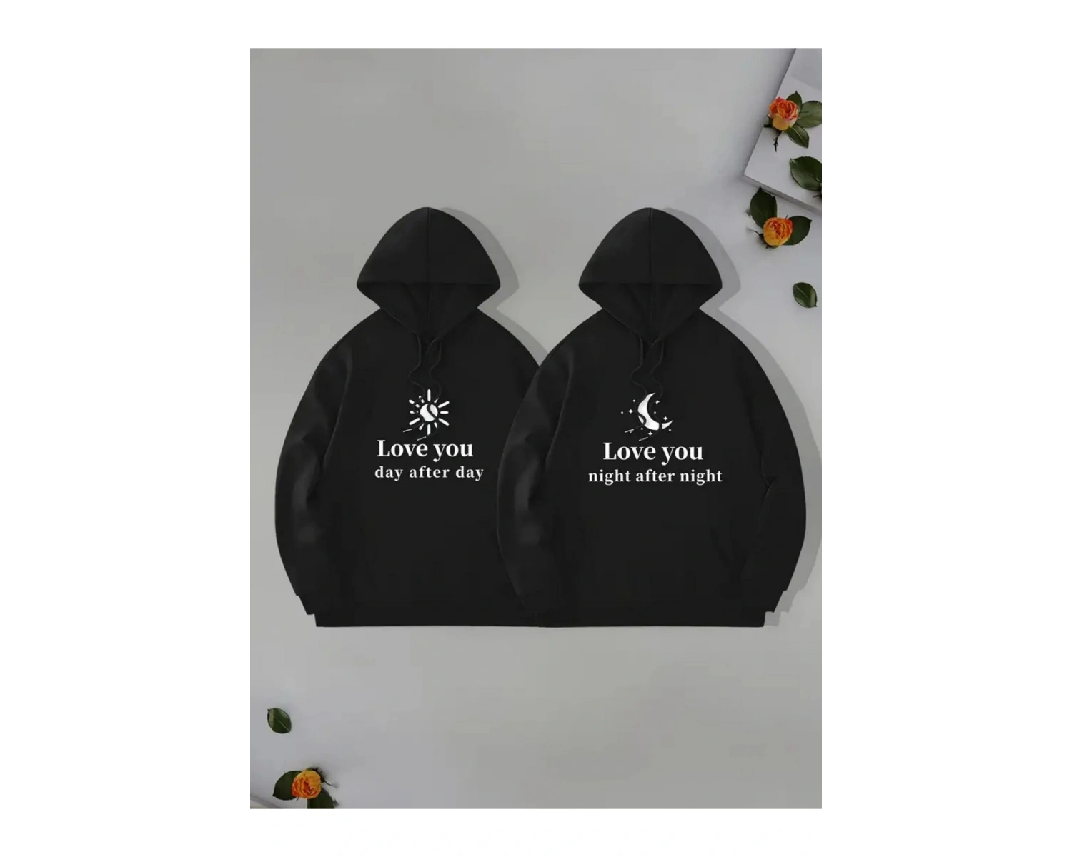 Siyah Kapşonlu Sweatshirt Çift Sevgili Kombinleri Couple Clothing