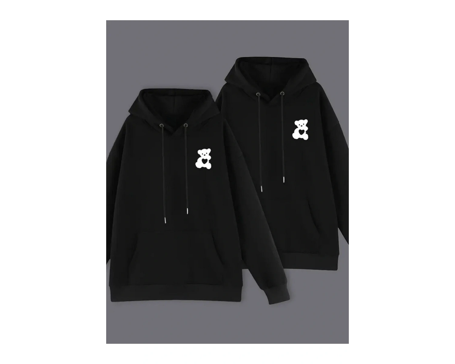 Siyah Kapşonlu Sweatshirt Çift Sevgili Kombinleri Couple Clothing