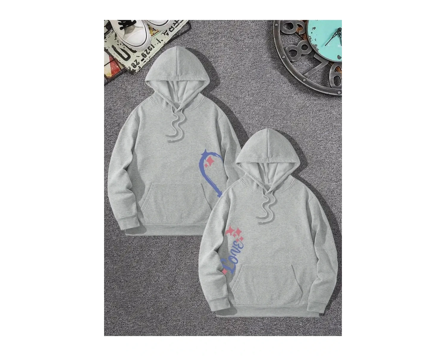 Siyah Kapşonlu Sweatshirt Çift Sevgili Kombinleri Couple Clothing