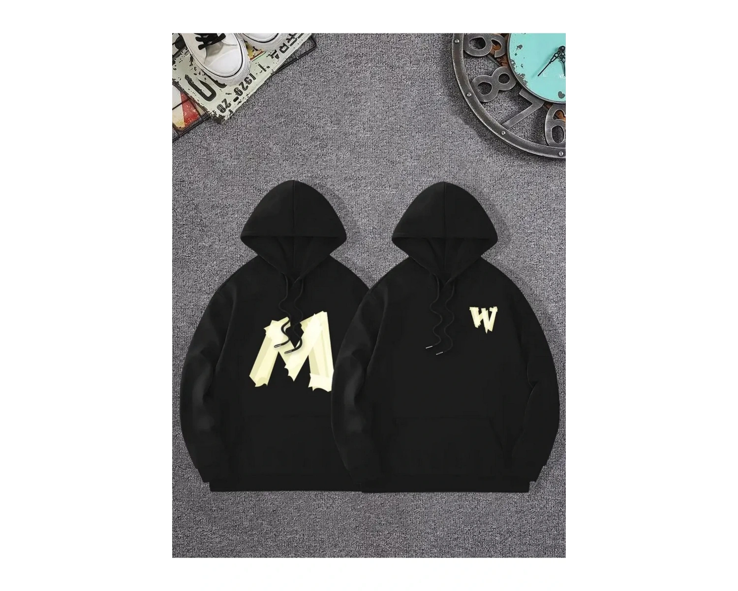 Siyah Kapşonlu Sweatshirt Çift Sevgili Kombinleri Couple Clothing