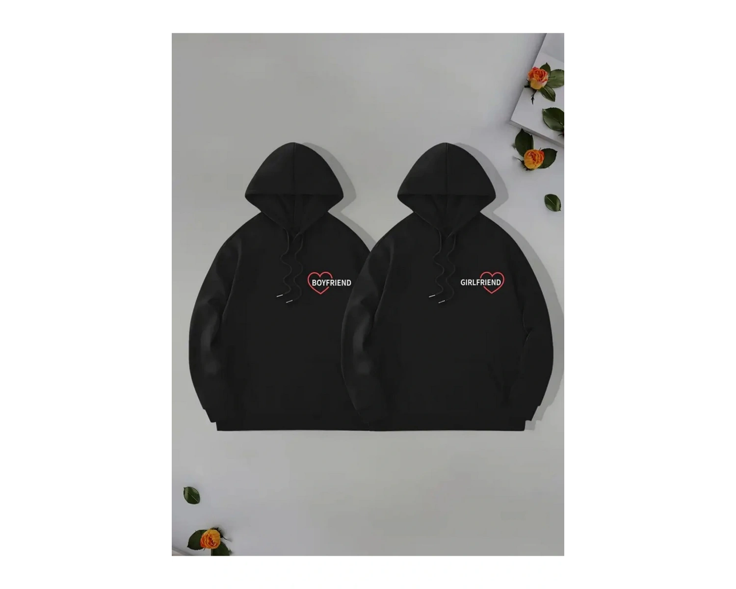 Siyah Kapşonlu Sweatshirt Çift Sevgili Kombinleri Couple Clothing
