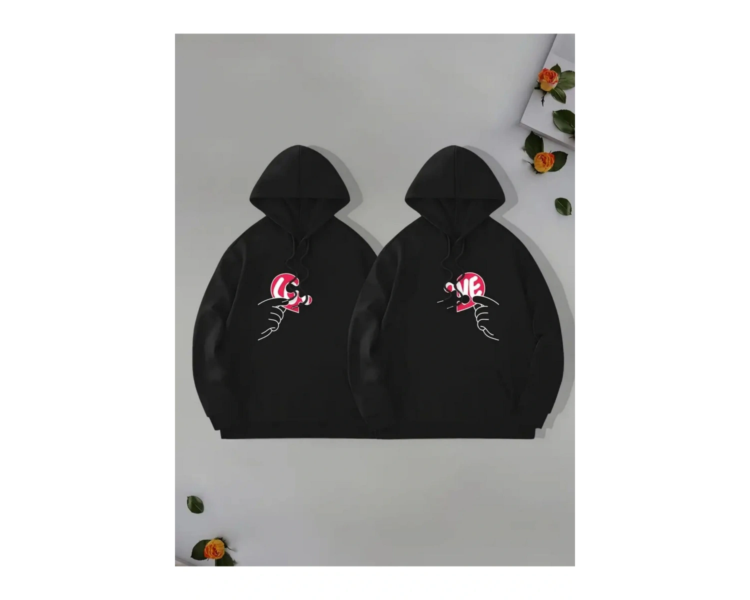 Siyah Kapşonlu Sweatshirt Çift Sevgili Kombinleri Couple Clothing