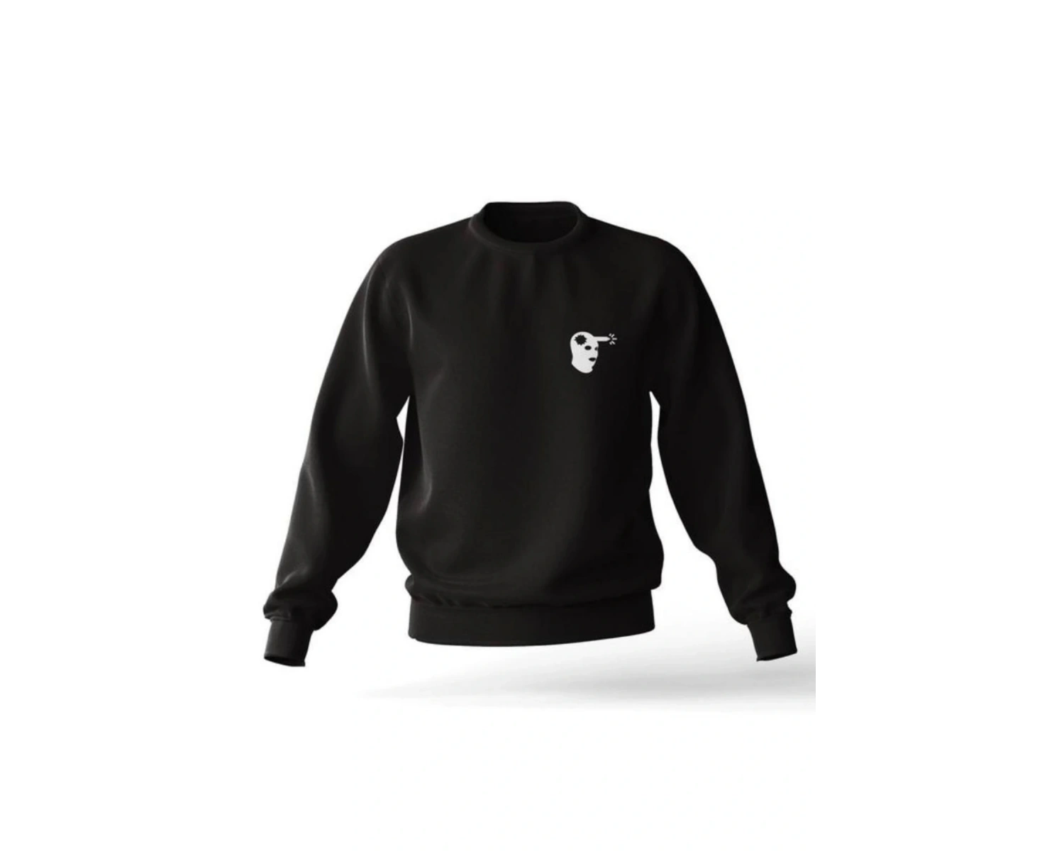 Sıyah Karpşonsuz 0 Yaka Pamuklu Oversıze Baskılı Sweatshirt Siyah