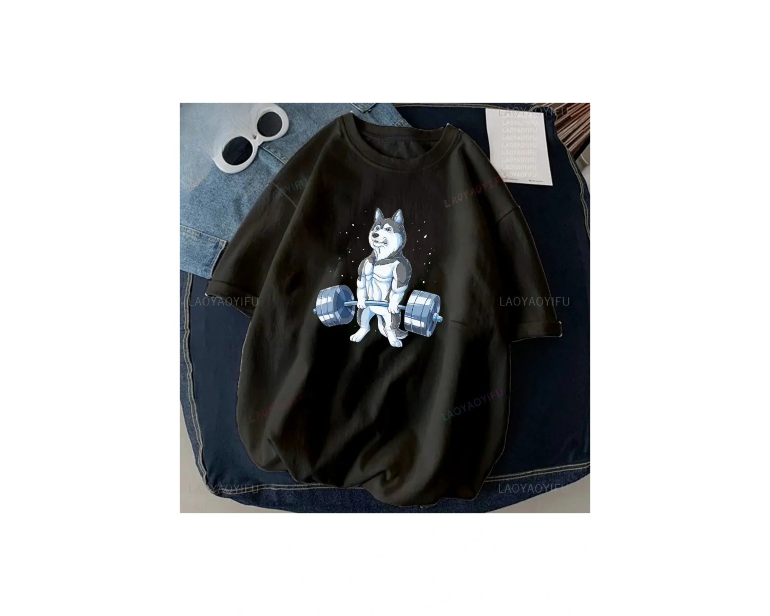 Siyah Kedi Halter baskılı Çalışma Komik Spor Salonu Tasarım Etiket Grafik li T