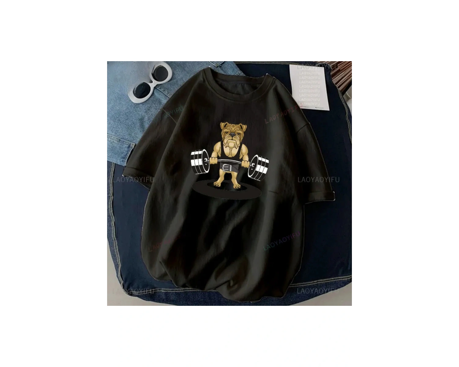 Siyah Kedi Halter baskılı Çalışma Komik Spor Salonu Tasarım Etiket Grafik li T