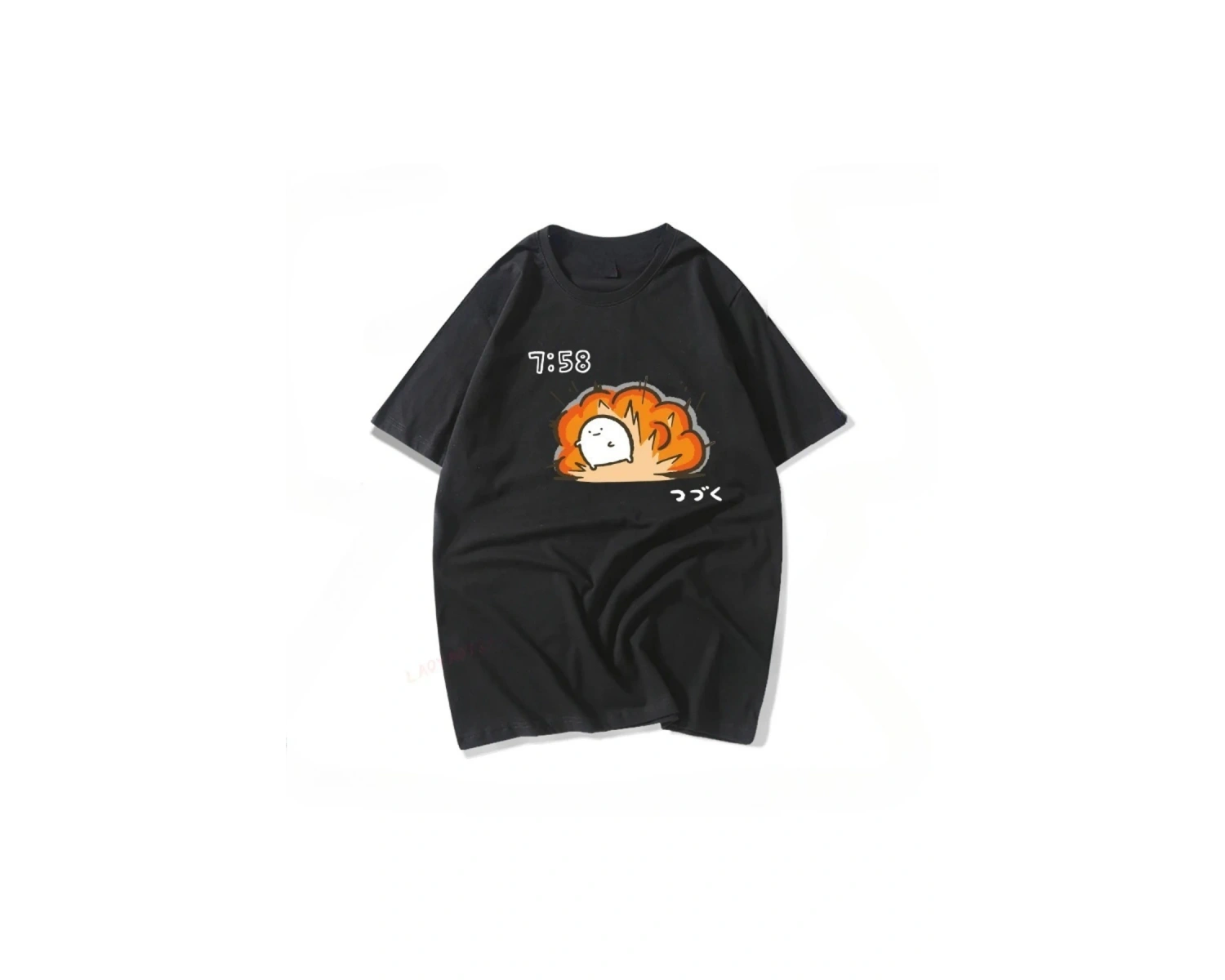 Siyah Komik Sloganı Im Late for Work Mizah Vintage Japonya Kanji Hiçbir Fikir Baskılı T Sh