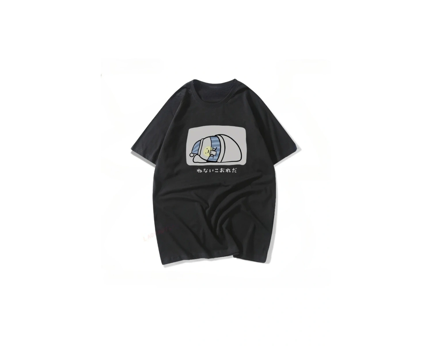 Siyah Komik Sloganı Im Late for Work Mizah Vintage Japonya Kanji Hiçbir Fikir Baskılı T Sh