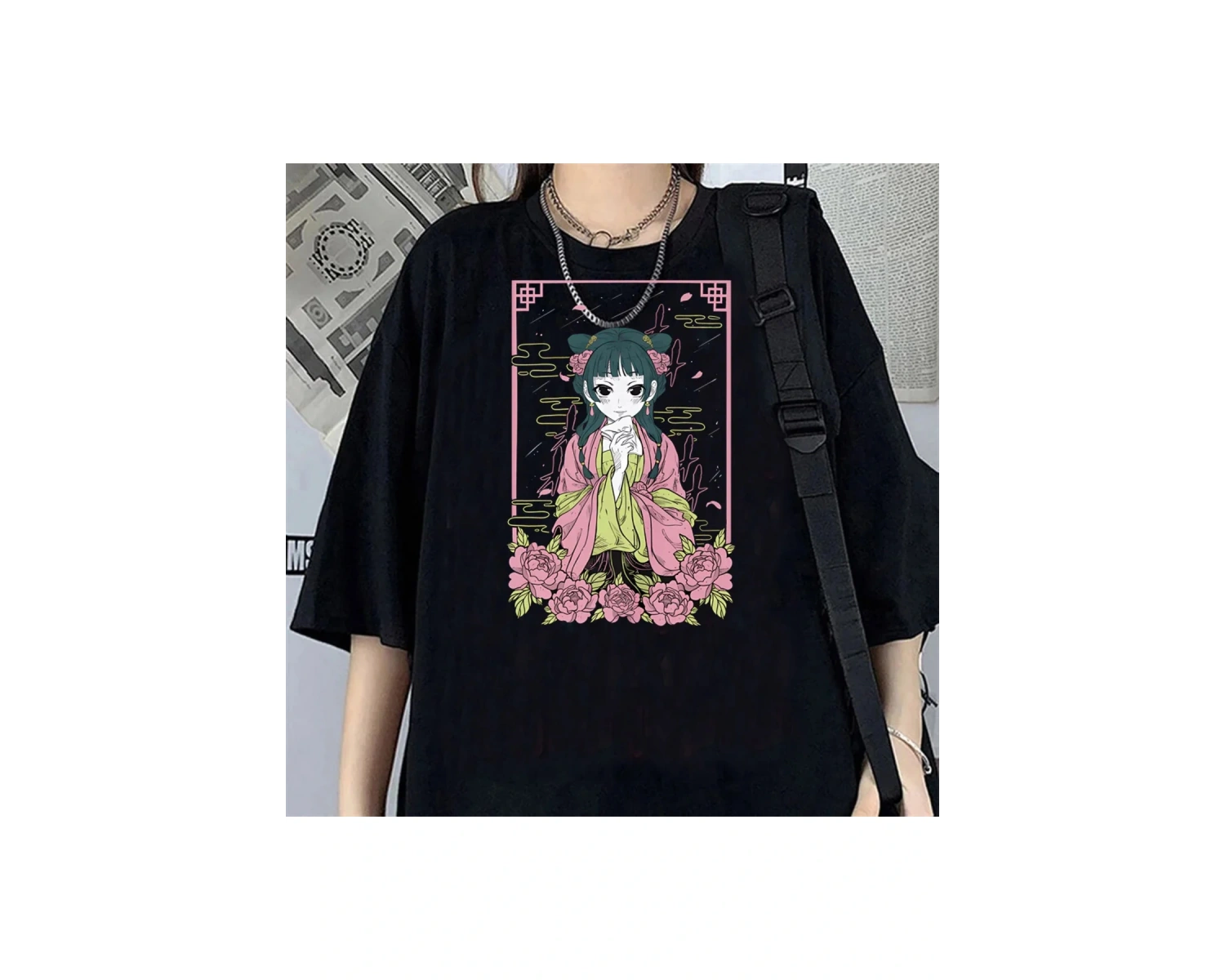 Siyah Kusuriya Hiçbir Hitorigoto Maomao Kawaii Karikatür Tshirt Anime Este