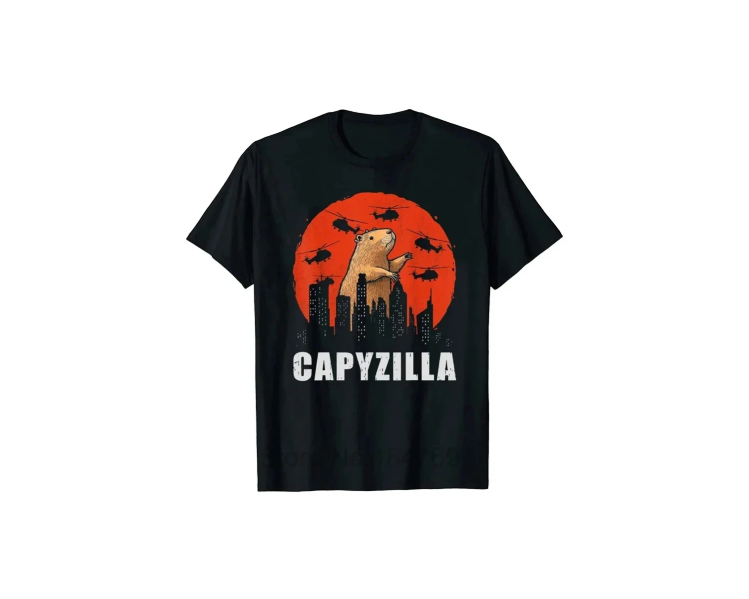 Siyah lar için baskılı Komik Kapibara TShirtRetro Desen Yaz Yuvarla