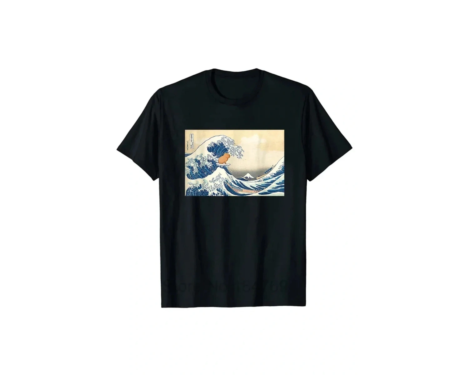 Siyah lar için baskılı Komik Kapibara TShirtRetro Desen Yaz Yuvarla