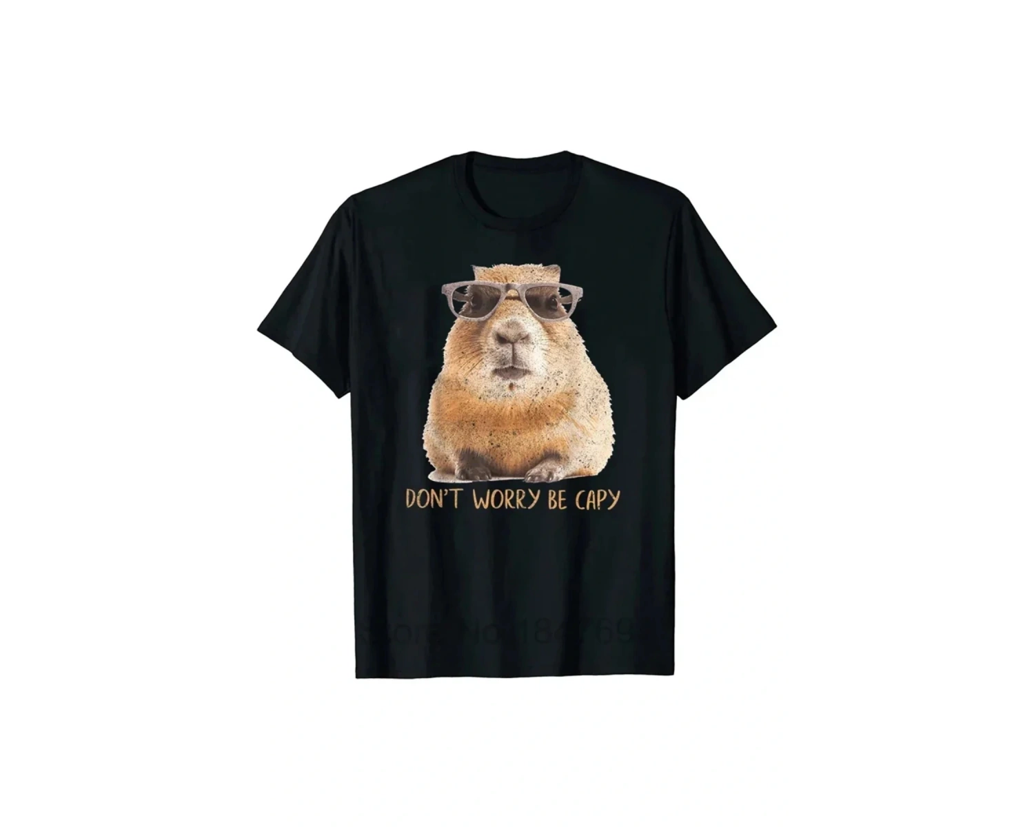 Siyah lar için baskılı Komik Kapibara TShirtRetro Desen Yaz Yuvarla