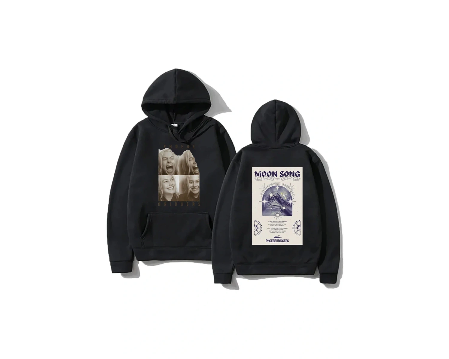 Siyah Moda rahat Hoodies Phoebe bripocket Indie halk Unisex Hoody ile boy yönlü y