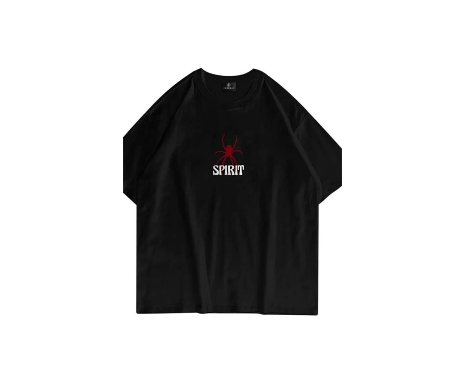 Siyah Oversize Spirit Baskılı Pamuklu Unisex Tshirt
