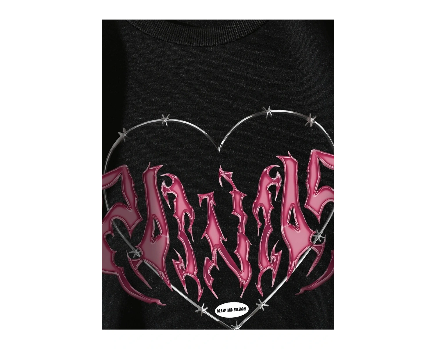 Siyah Painias Baskılı Oversize Bisiklet Yaka Sweatshirt