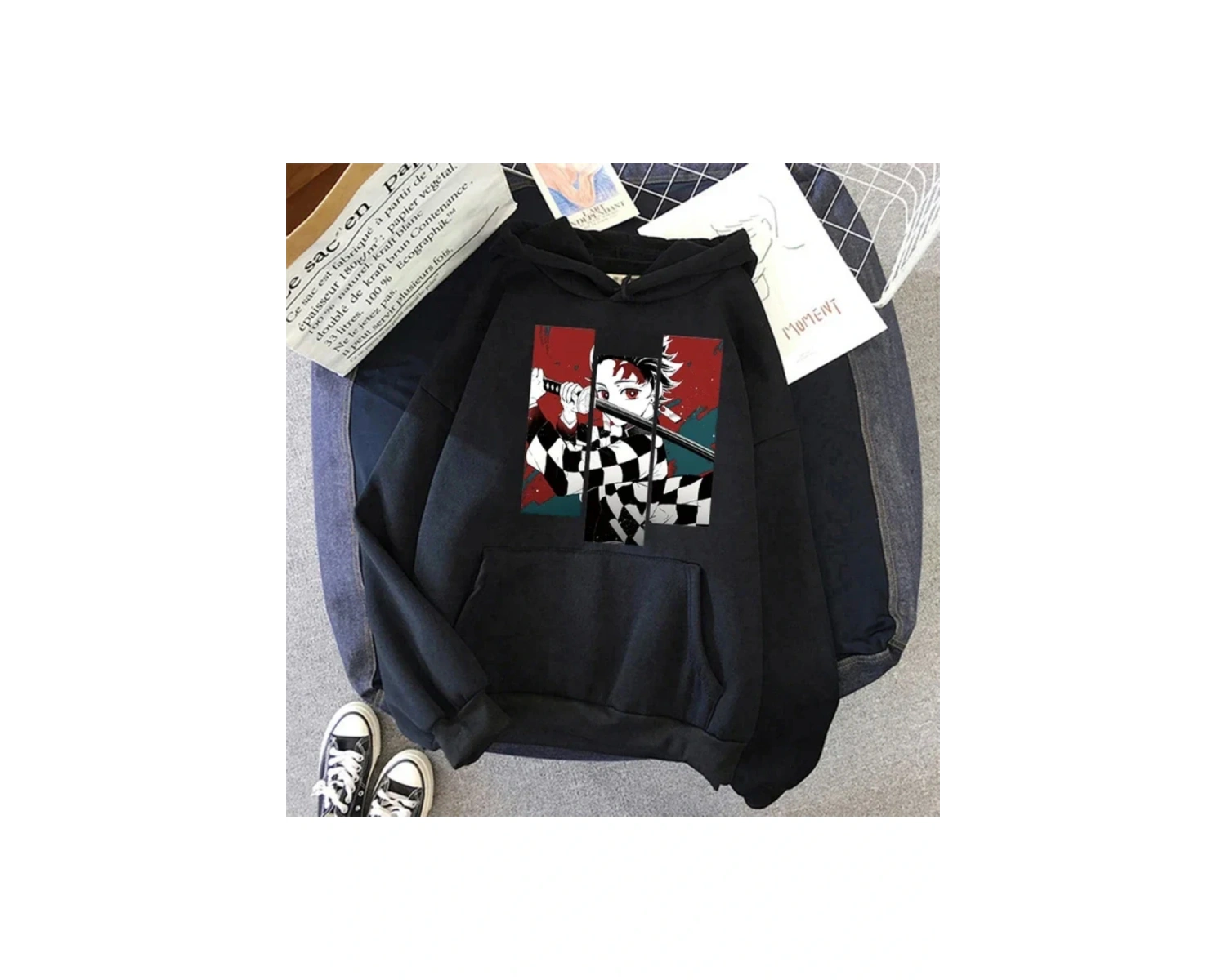 Siyah Sevimli Nezuko Anime baskı kadın şeytan Manga