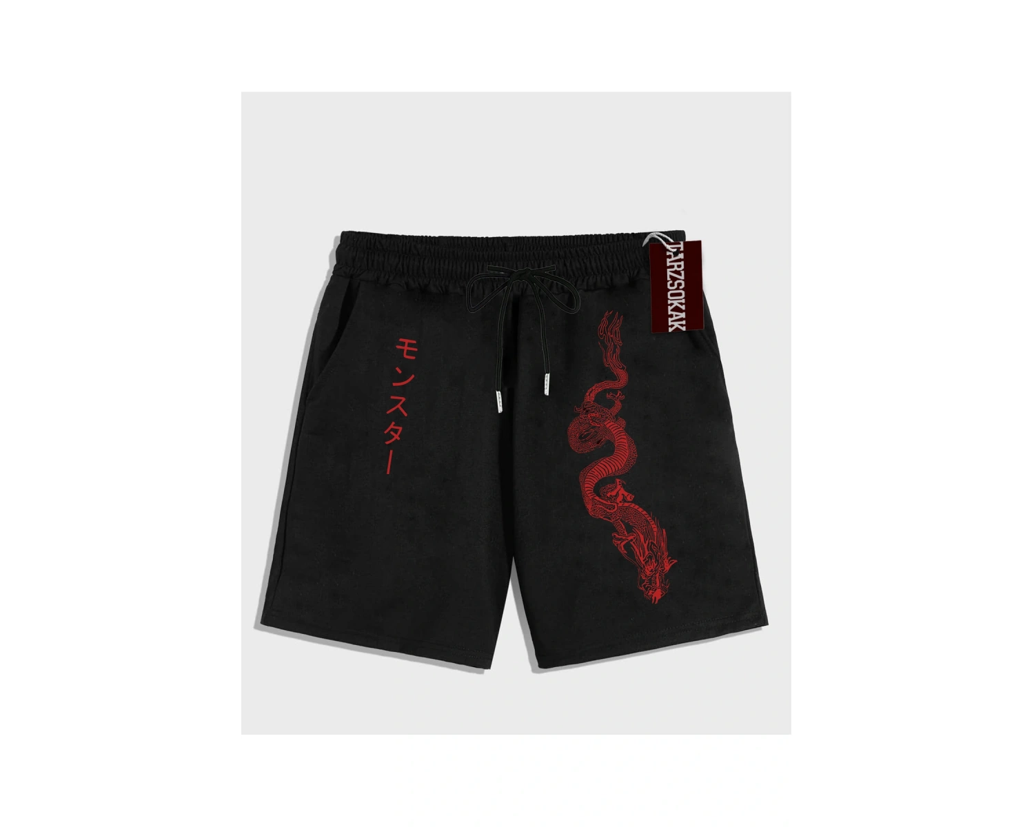 Siyah Şort KOD Trend EMRG Erkek Ejderha Baskılı