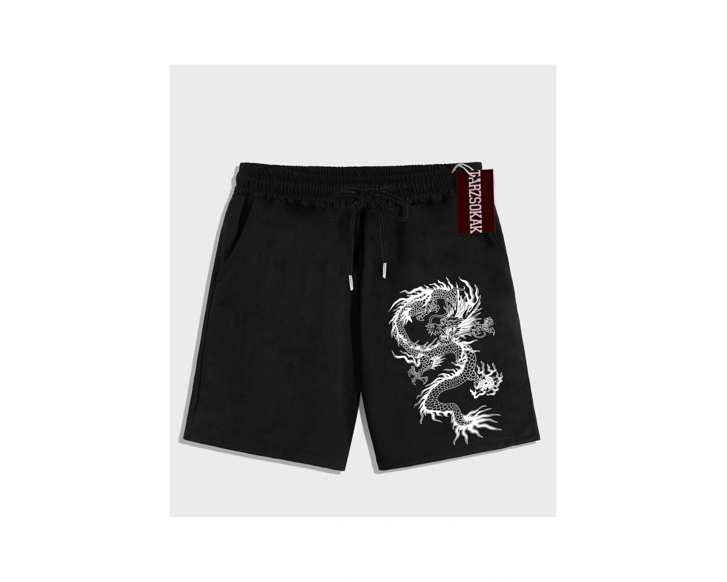 Siyah Şort KOD Trend EMRG Erkek Ejderha Baskılı
