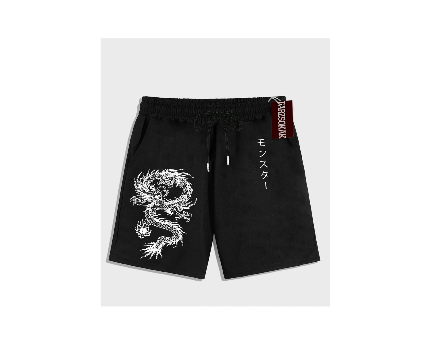 Siyah Şort KOD Trend EMRG Erkek Ejderha Baskılı