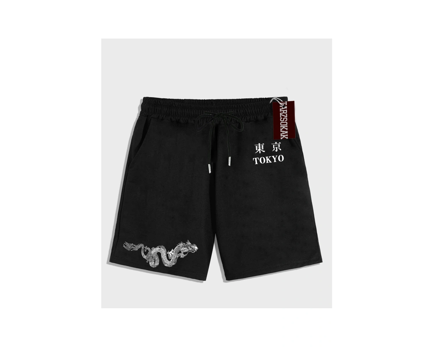Siyah Şort KOD Trend EMRG Erkek Ejderha Baskılı