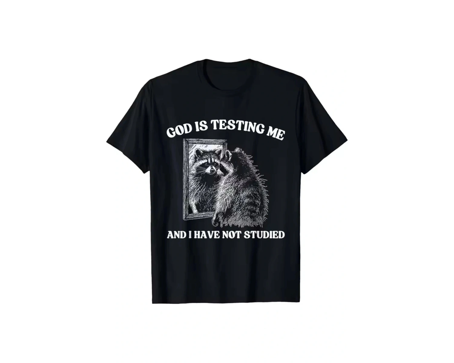 Siyah Tanrı Bana Test Ediyorum ve Çalışmıyorum Rakun Haikyuu Yuvarlak Yaka B