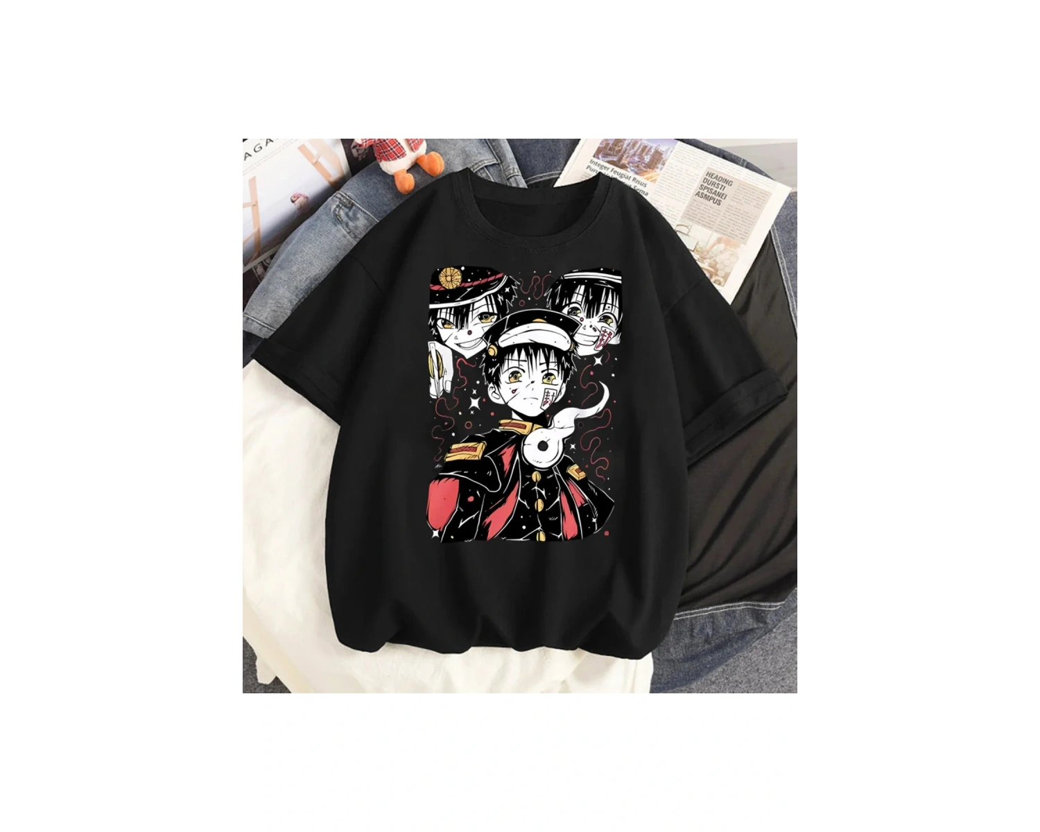 Siyah Tuvalet Bağlı Hanako Kun Kore Nefes Grafik Y2k Grunge Grafik Grunge