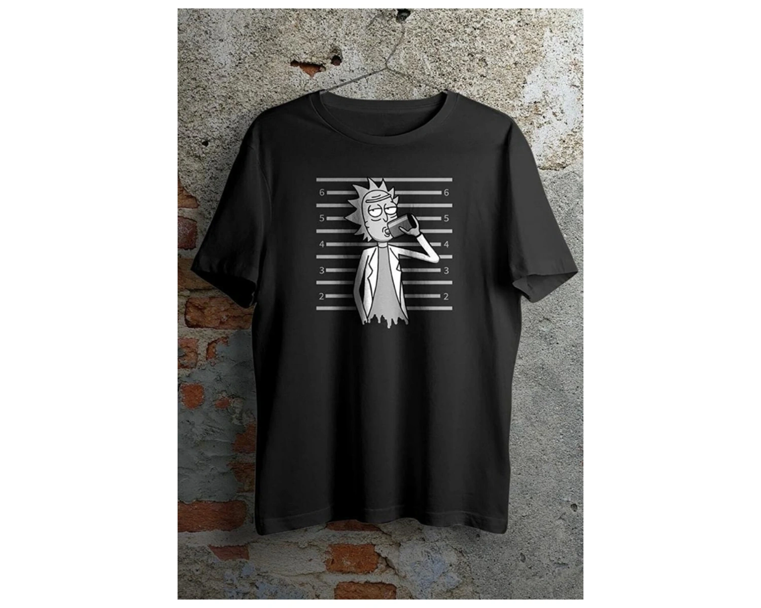 Siyah Unisex Rıck Baskı Oversıze Tshirt