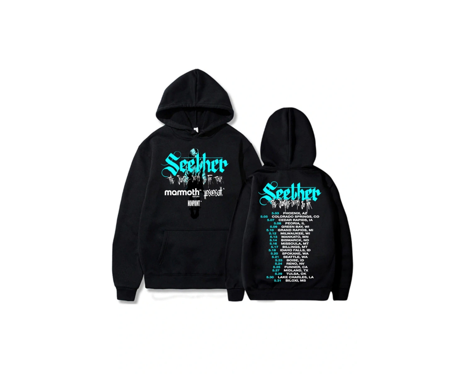 Siyah Unisex Streetweed Seether The Surface Seems So Far Albümü Kapüşonlularek Grafi