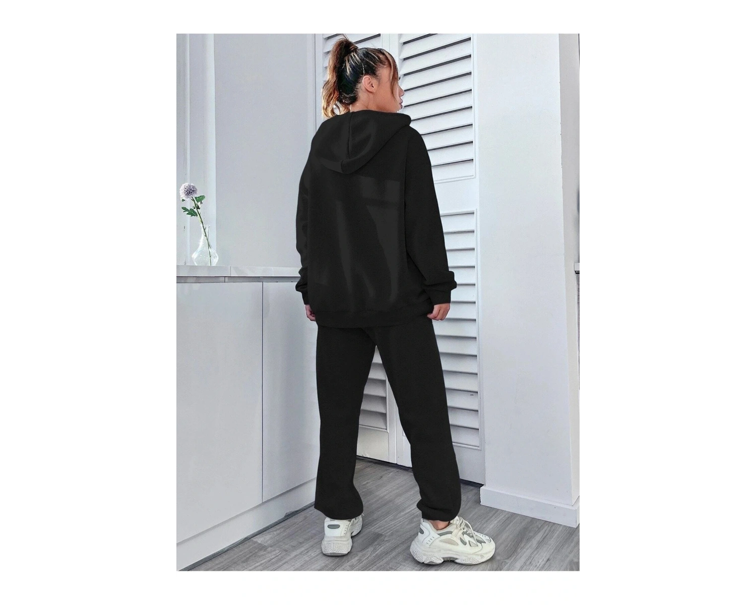 Siyah Usa Dijital Baskılı Kışlık UNİSEX Eşofman Takımı