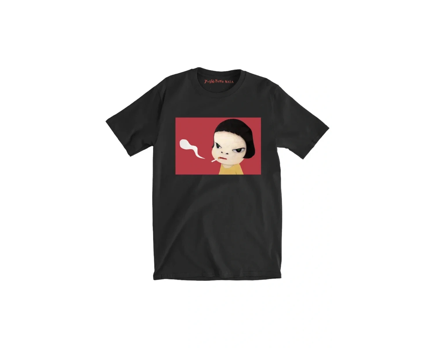 Siyah Yoshitomo Nara Gitar Yaz T Yeni Tees an Ücre