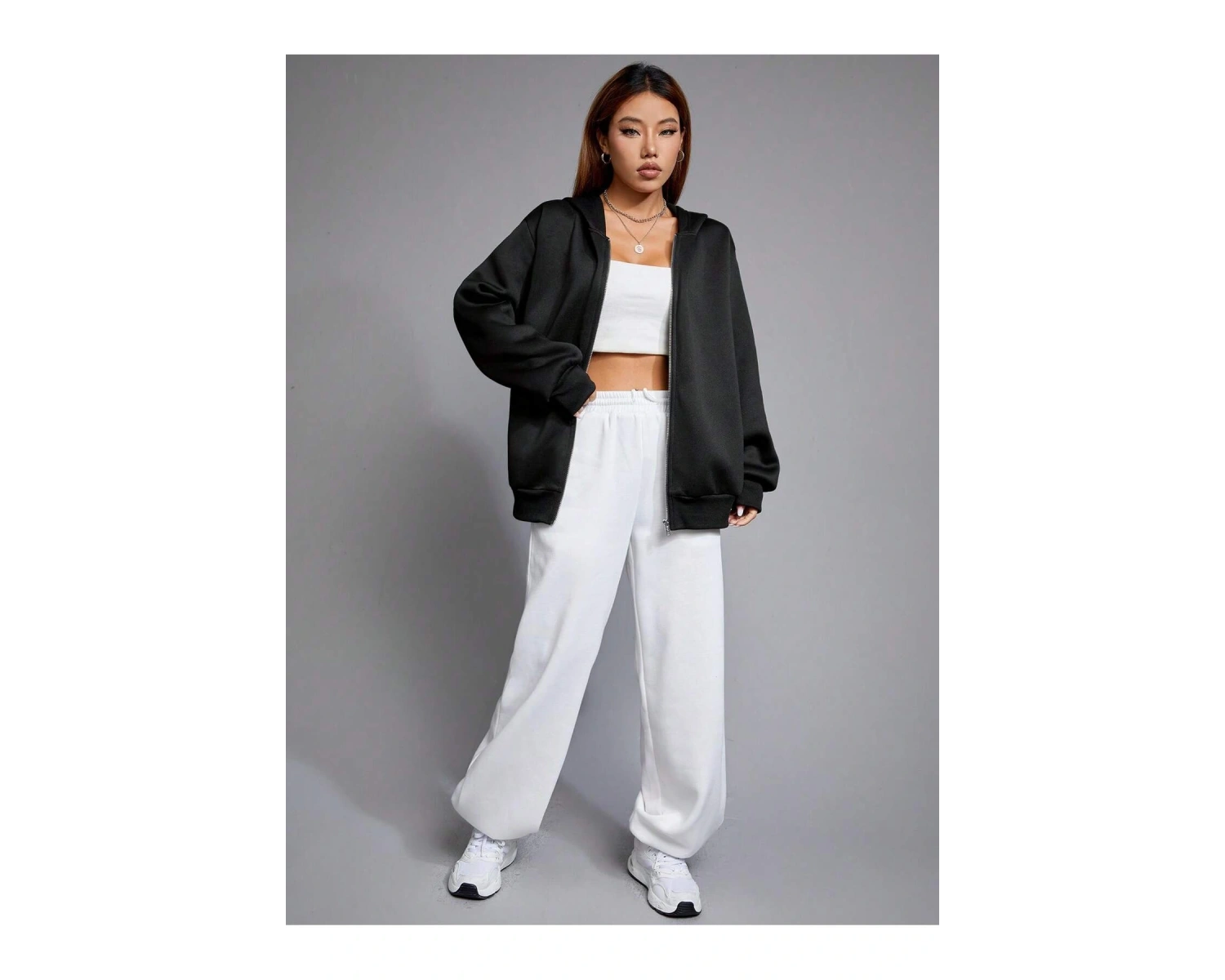 Skeleton & Letter Graphic Zip Up Hoodie Siyah