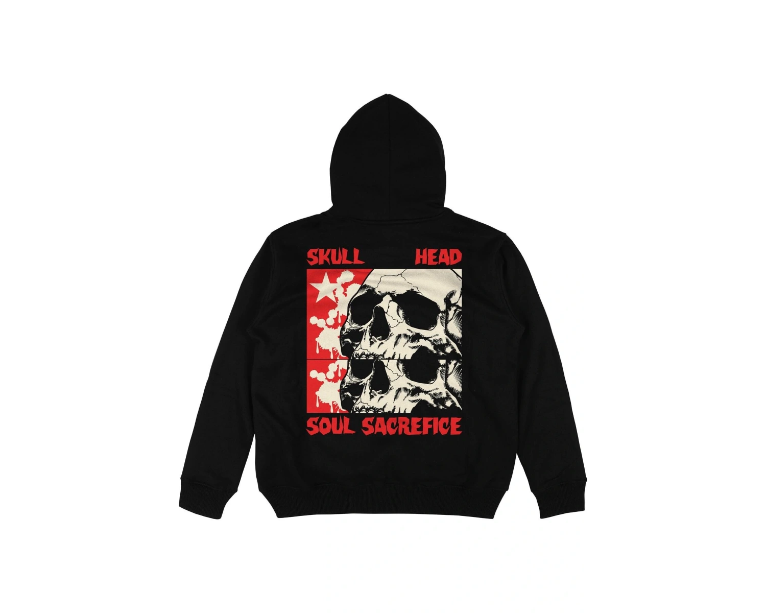 Skull Head Siyah Oversize Kapüşonlu Sweatshirt
