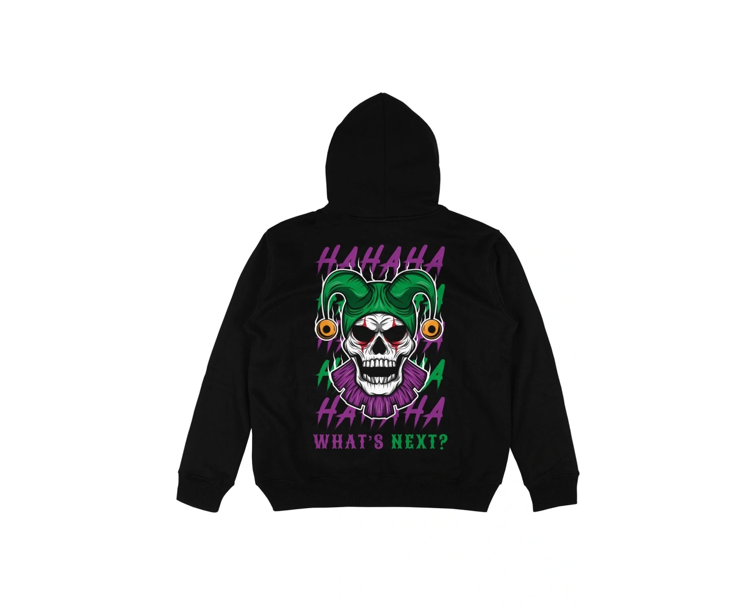 Skull Joker Siyah Oversize Unisex Kapüşonlu Sweatshirt Hoodie