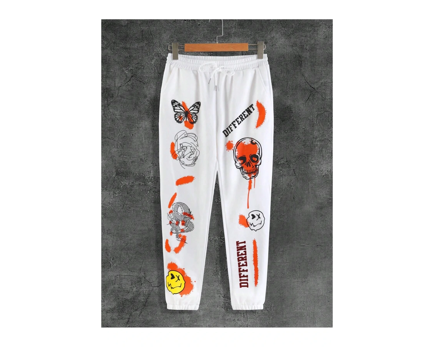 Skull  Letter Graphic Drawstring Waist Eşofman Altı