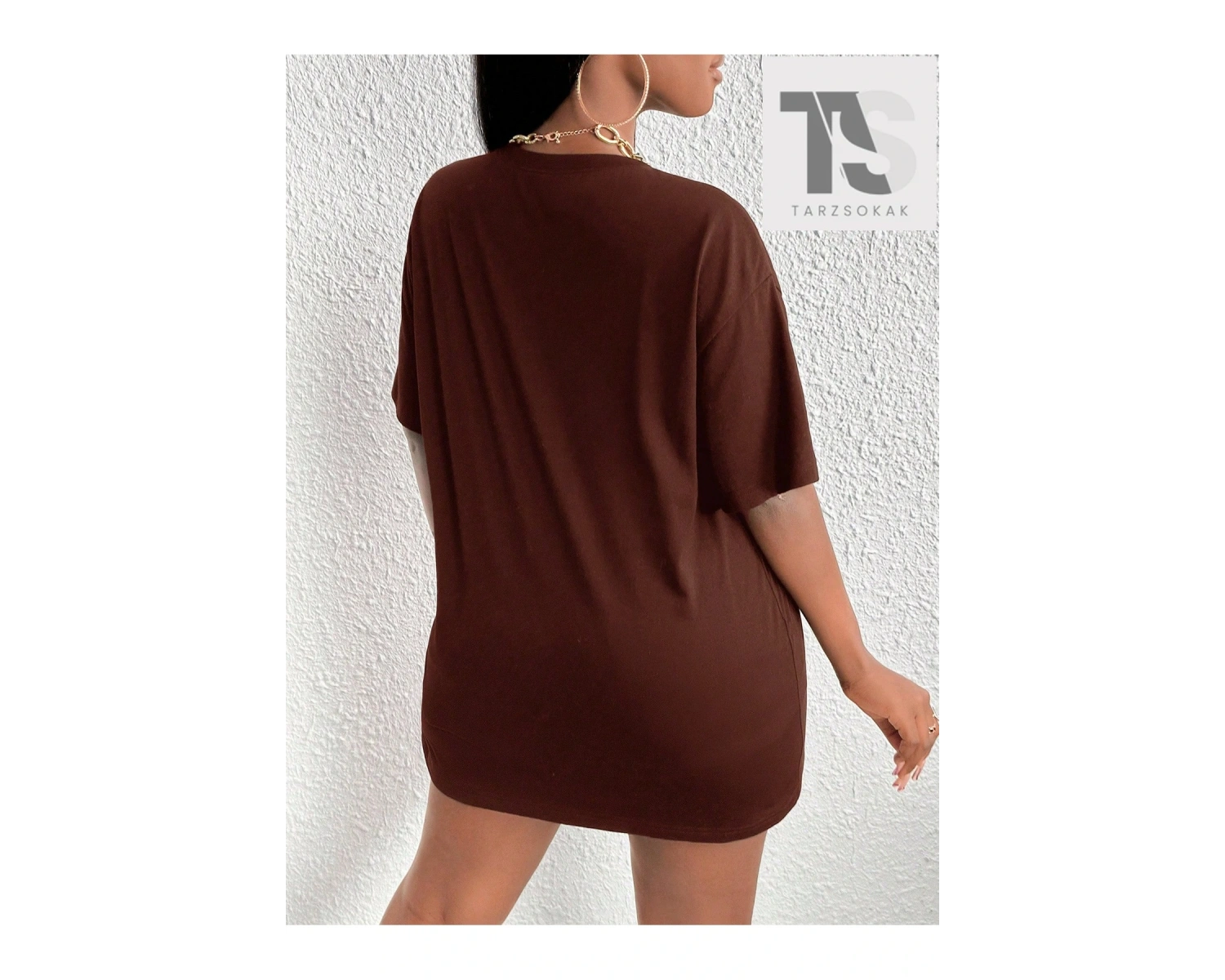 Slayr İfade Baskılı Düşük Omuzlu Tişört