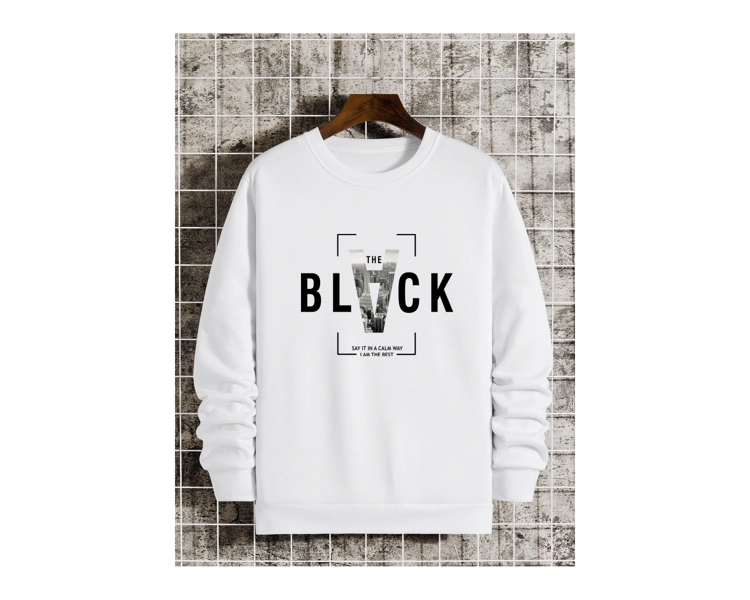 Slogan & Building Print Pullover Beyaz