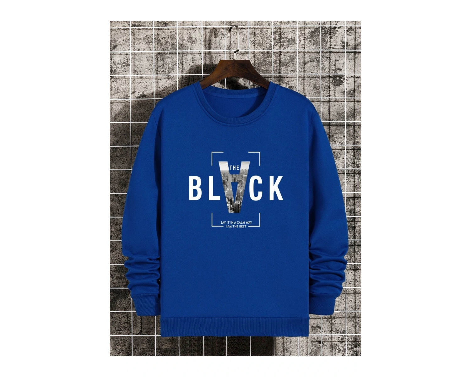 Slogan & Building Print Pullover Sweatshirt MAVİRENK