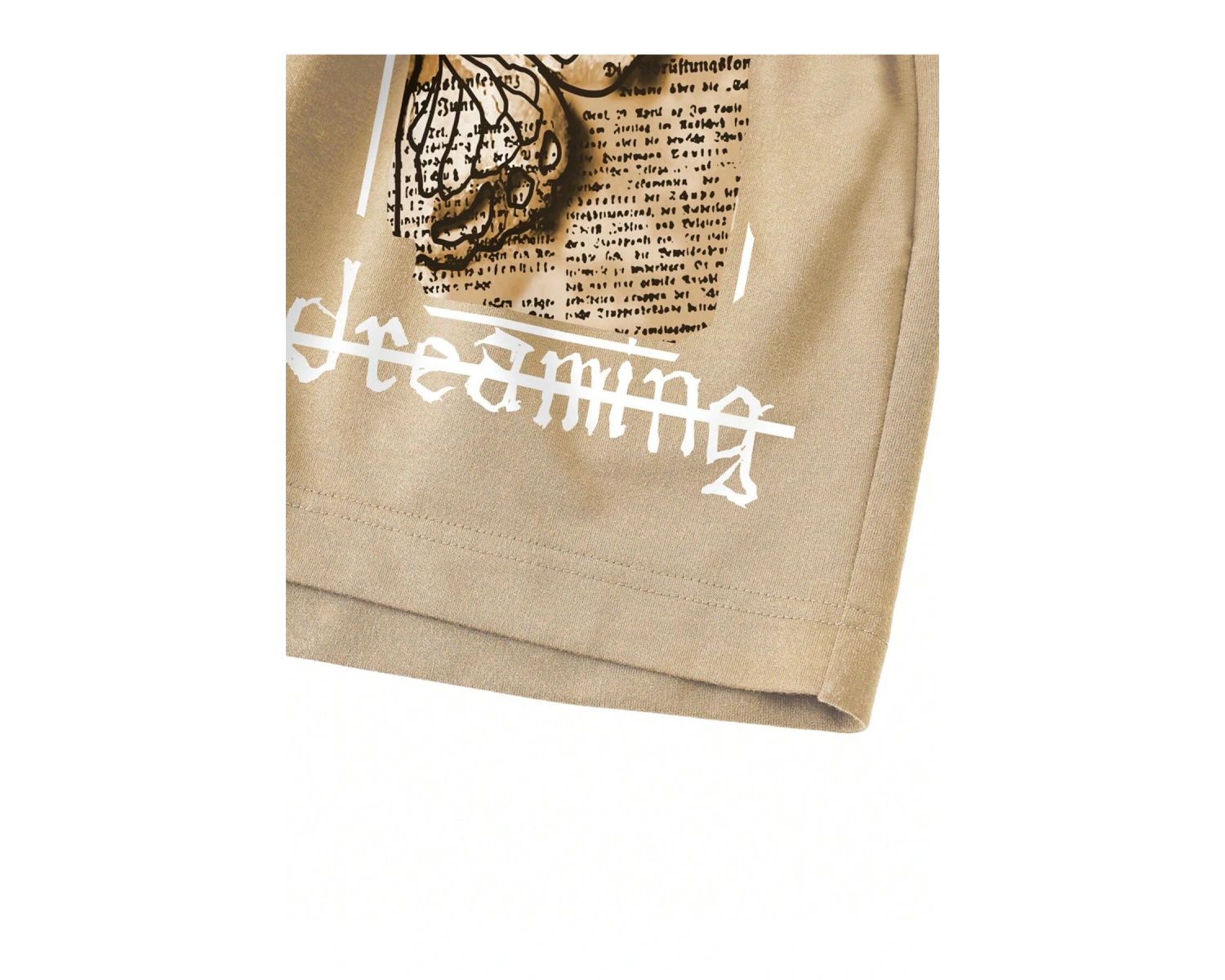 Slogan & Butterfly Graphic Drawstring Waist Şort