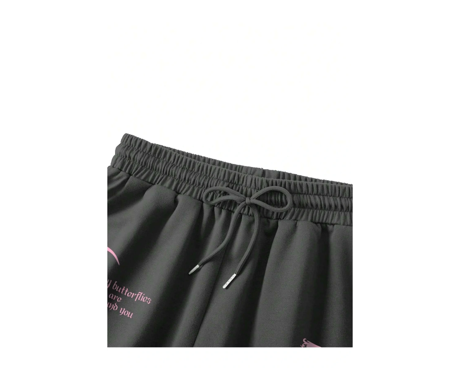 Slogan & Butterfly Print Tie Waist Şort