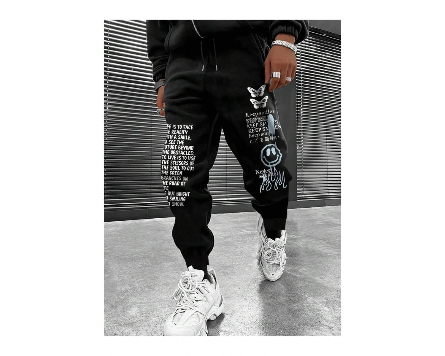 Slogan & Cartoon Graphic Drawstring Waist Eşofman Altı