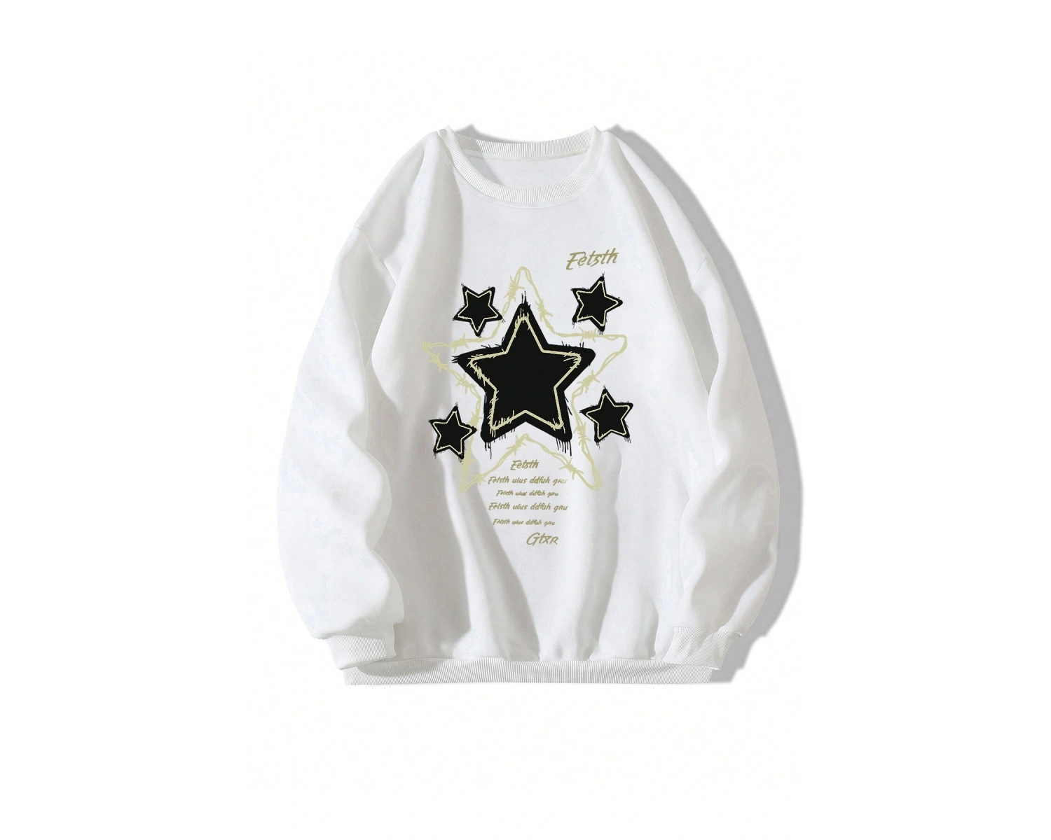 Slogan Grafikli Düşük Omuz Oversize Sweat Beyaz