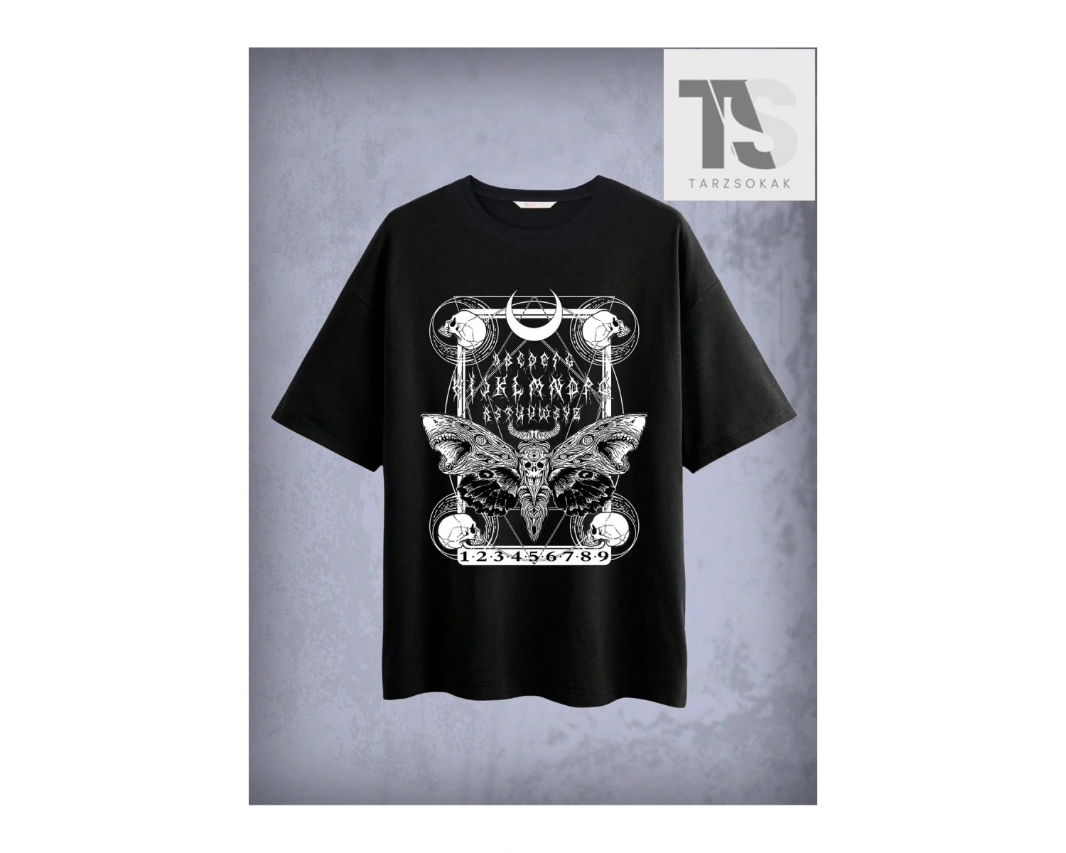 Slogan Grafikli Düşük Omuz Oversize Tişört