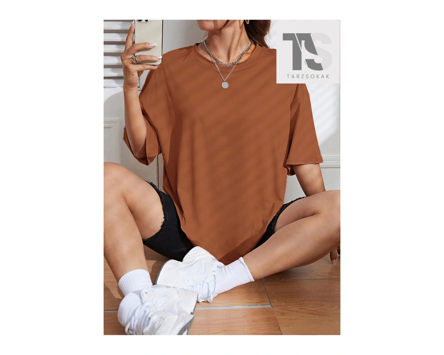 Slogan Grafikli Düşük Omuz Oversize Tişört