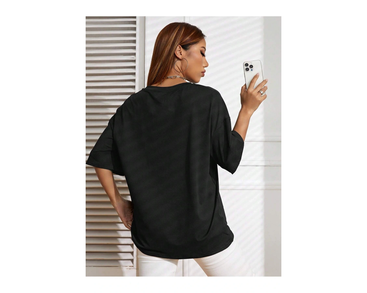 Slogan Grafikli Düşük Omuzlu Tişört