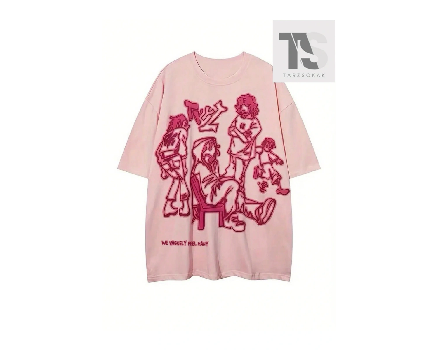 Slogan Grafikli Düşük Omuzlu Tişört