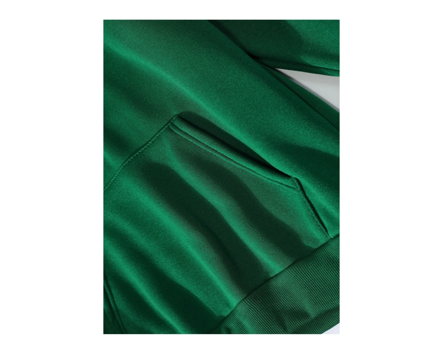 Slogan Grafikli Kanguru Cepli Kapüşonlu Üst Yeşil